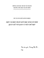 MỘT VÀI BIỆN PHÁP GIÚP HỌC SINH CÓ THÓI QUEN GIỮ VỞ SẠCH VÀ VIẾT CHỮ ĐẸP