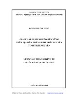 Giải pháp giảm nghèo bền vững trên địa bàn thành phố thái nguyên, tỉnh thái nguyên