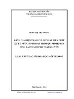 Đánh giá hiện trạng và đề xuất biện pháp xử lý nước sinh hoạt theo qui mô hộ gia đình tại thành phố thái nguyên