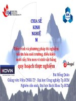 tiến trình và phương pháp thí nghiệm tối ưu hóa môi trường điều kiện nuôi cấy lên men vi sinh vât bằng quy hoạch thực nghiệm