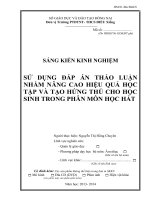 skkn sử DỤNG đáp án THẢO LUẬN NHẰM NÂNG CAO HIỆU QUẢ học tập và tạo HỨNG THÚ CHO học SINH TRONG PHÂN môn học hát