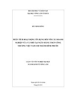 Luận văn: PHÂN TÍCH HOẠT ĐỘNG TÍN DỤNG ĐỐI VỚI CÁC DOANH NGHIỆP VỪA VÀ NHỎ TẠI NGÂN HÀNG TMCP CÔNG THƯƠNG VIỆT NAM CHI NHÁNH BÌNH PHƯỚC