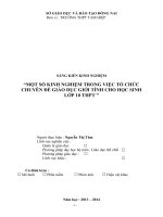 skkn một số kinh nghiệm trong việc tổ chức chuyên đề giáo dục giới tính cho học sinh lớp 10 thpt