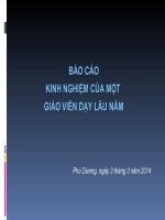 BÁO CÁO KINH NGHIỆM CỦA MỘT KINH NGHIỆM CỦA MỘT GIÁO VIÊN DẠY LÂU NĂM
