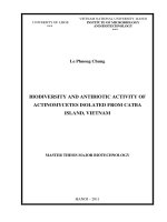 biodiversity and antibiotic activity of actinomycetes isolated from cat ba island, vietnam = đa dạng sinh học và hoạt tính kháng sinh của các chủng xạ khuẩn phân lập ở đảo cát bà, việt nam tt