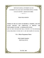 wishes on the occasion of birthday, wedding and new year's holiday (or christmas) in british and vietnamese culture a comparative study = lời cầu chúc nhân dịp sinh nhật, cưới hỏi và lễ năm mới