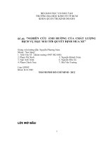 nghiên cứu ảnh hưởng của chất lượng dịch vụ hậu mãi tới quyết định mua xe