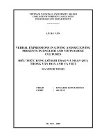 verbal expressions in giving and receiving presents in english and vietnamese cultures = biểu thức bằng lời khi trao và nhận quà trong văn hoá anh và việt
