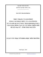 Thực trạng và giải pháp nâng cao nhận thức của người dân về vấn đề quản lý rác thải sinh hoạt dựa vào cộng đồng tại các xã nông thôn mới huyện đại từ, tỉnh thái nguyên