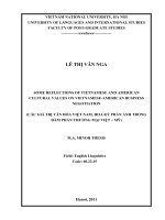 some reflections of vietnamese and american cultural values on vietnamese-american business negotiation = các giá trị văn hóa việt nam, hoa kỳ phản ánh trong đàm phán thương mại việt-mỹ
