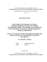 treatment of cross-cultural characteristics in the teaching of speaking to grade 12a1 students of english in nam dan 1 high school in nghe an province = xử lý các yếu tố giao văn hóa trong giờ dạy nói tiếng anh