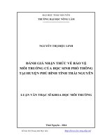 Đánh giá nhận thức về bảo vệ môi trường của học sinh phổ thông tại huyện phú bình tỉnh thái nguyên