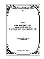 kinh nghiệm tổ chức ngoại khóa môn văn ở trường thpt chuyên lê quý đôn