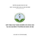 GIỚI THIỆU HOẠT ĐỘNG NGHIÊN CỨU KHOA HỌCTẠI CÁC BỘ MÔN Ở TRƯỜNG ĐH DƯỢC HÀ NỘI