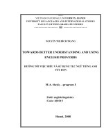 towards better understanding and using english proverbs = hướng tới việc hiểu và sử dụng tục ngữ tiếng anh tốt hơn