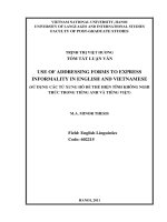 use of addressing forms to express informality in english and vietnamese = sử dụng các từ xưng hô để thể hiện tính không nghi thức trong tiếng anh và tiếng việt
