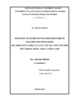 semantic features of weather proverbs in english and vietnamese = đặc điểm ngữ nghĩa của các câu tục ngữ chỉ thời tiết trong tiếng anh và tiếng việt