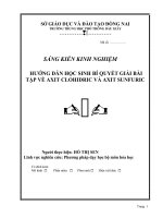 skkn hướng dẫn học sinh bí quyết giải bài tập về axit clohidric và axit sunfuric