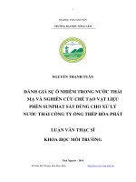 Đánh giá sự ô nhiễm trong nước thải mạ và nghiên cứu chế tạo vật liệu phèn sunphat sắt dùng cho xử lý nước thải công ty ống thép hòa phát