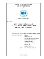 bàn về cơ chế quản lý lãi suất ngân hàng ở việt nam trong thời gian qua