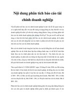 Nội dung phân tích báo cáo tài chính doanh nghiệp