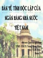 báo cáo tìm hiểu tính độc lập của ngân hàng trung ương