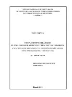 complimenting strategies by english-major students at thai nguyen university = các chiến lược khen ngợi của sinh viên chuyên ngành tiếng anh tại đại học thái nguyên