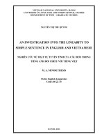 an investigation into the linearity to simple sentence in english and vietnamese = nghiên cứu về trật tự tuyến tính của câu đơn trong tiếng anh đối chiếu với tiếng việt