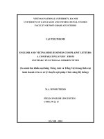 english and vietnamese business complaint letters - a comparative study from systemic functional perspectives = so sánh thư khiếu nại bằng tiếng anh và tiếng việt trong lĩnh vực kinh doanh trên cơ sở lý thuyết