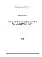 an english - vietnamese cross - cultural study of idioms with colors and its implications to elt = nghiên cứu giao văn hóa anh - việt về các thành ngữ chứa từ chỉ màu sắc và áp dụng trong việc giảng dạy tiếng anh