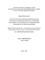 Nghiên cứu phương pháp dịch Việt – Anh trong bộ sách song ngữ “Những câu hỏi thường gặp về văn hóa Việt Nam” do Nhà xuất bản Thế Giới ấn hành