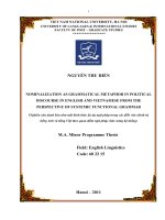 nghiên cứu danh hóa như một hình thức ẩn dụ ngữ pháp trong các diễn văn chính trị tiếng anh và tiếng việt theo quan điểm ngữ pháp chức năng của hệ thống
