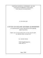 Nghiên cứu về trạng từ tiếng Anh với chức năng bổ nghĩa (So sánh đối chiếu với tiếng Việt