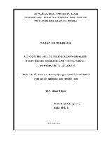 linguitic means to express modality in offers in english and vietnamese - a contrastive analysis = phân tích đối chiếu các phương tiện ngôn ngữ thể hiện tình thái trong câu đề nghị tiếng anh và tiếng việt