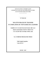 negative pragmatic transfer in complaining by vietnamese efl learners = nghiên cứu về chuyển di ngữ dụng tiêu cực trong hành động ngôn từ phàn nàn của người việt nam học tiếng anh