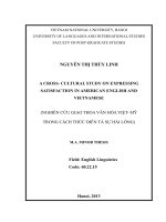 a cross cultural study on expressing satisfaction in american english and vietnamese = nghiên cứu giao thoa văn hóa việt- mỹ trong cách thức diễn tả sự hài lòng