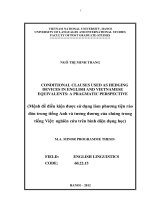 conditional clauses used as hedging devices in english and vietnamese equivalents  a pragmatic perspective = mệnh đề điều kiện được sử dụng làm phương tiện rào đón trong tiếng anh và tương đương