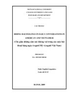 hiding bad feelings in daily conversations in american and vietnamese = che giấu những cảm xúc không vui trong các cuộc hội thoại hàng ngày ở người mỹ và người việt nam
