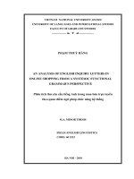 an analysis of english inquiry letters in online shopping from a systemic functional grammar's perspective = phân tích thư yêu cầu tiếng anh trong mua bán trực tuyến theo quan điểm ngữ pháp chức năng hệ thống