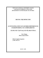 an investigation of gender differences in responding to compliments = sự khác biệt về giới trong cách tiếp nhận lời khen