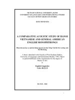 a comparative acoustic study of hanoi vietnamese and general american english monophthongs = phân tích âm học so sánh hệ thống nguyên âm đơn tiếng việt hà nội và tiếng anh mỹ phổ thông