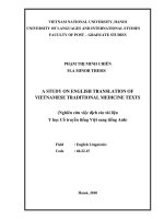 a study on english translation of vietnamese traditional medicine texts = nghiên cứu việc dịch các tài liệu y học cổ truyền tiếng việt sang tiếng anh