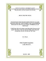 Chiến lược lịch sự áp dụng trong đàm phán lương của nữ người Việt Nam và nữ các nước nói tiếng Anh trong môi trường làm việc đa văn hóa tại Việt Nam = politeness strategies employed in salary negotiation by vietnamese and anglophone females in multi - cul