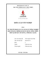 Sự chuyển dịch cơ cấu sản xuất nông nghiệp khi áp dụng chính sách Xây dựng nông thôn mới tại huyện Yên Dũng, tỉnh Bắc Giang