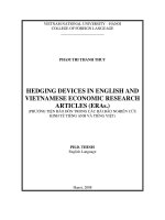 hedging devices in english and vietnamese economic research articles (eras.) = phương tiện rào đón trong các bài báo nghiên cứu kinh tế tiếng anh và tiếng việt