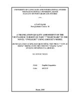 đánh giá chất lượng bản dịch tiếng việt phần 7 cơn ác mộng  trong cuốn tiểu thuyết  chạng vạng áp dụng mô hình của j. house