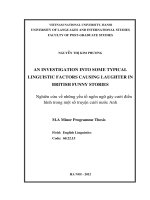 an investigation into some typical linguistic factors causing laughter in british funny stories = nghiên cứu về những yếu tố ngôn ngữ gây cười điển hình trong một số truyện cười nước anh