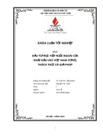 Đầu tư trực tiếp nước ngoài của nhật bản vào việt nam cơ hội, thách thức và giải pháp