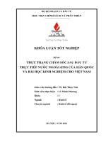 Thực trạng chăm sóc sau đầu tư trực tiếp nứơc ngoài (FDI) của Hàn Quốc và bài học kinh nghiệm cho Việt Nam