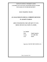 an analysis of lexical cohesive devices in aesop's fables = phân tích phương tiện liên kết từ vựng trong truyện ngụ ngôn của êzốp